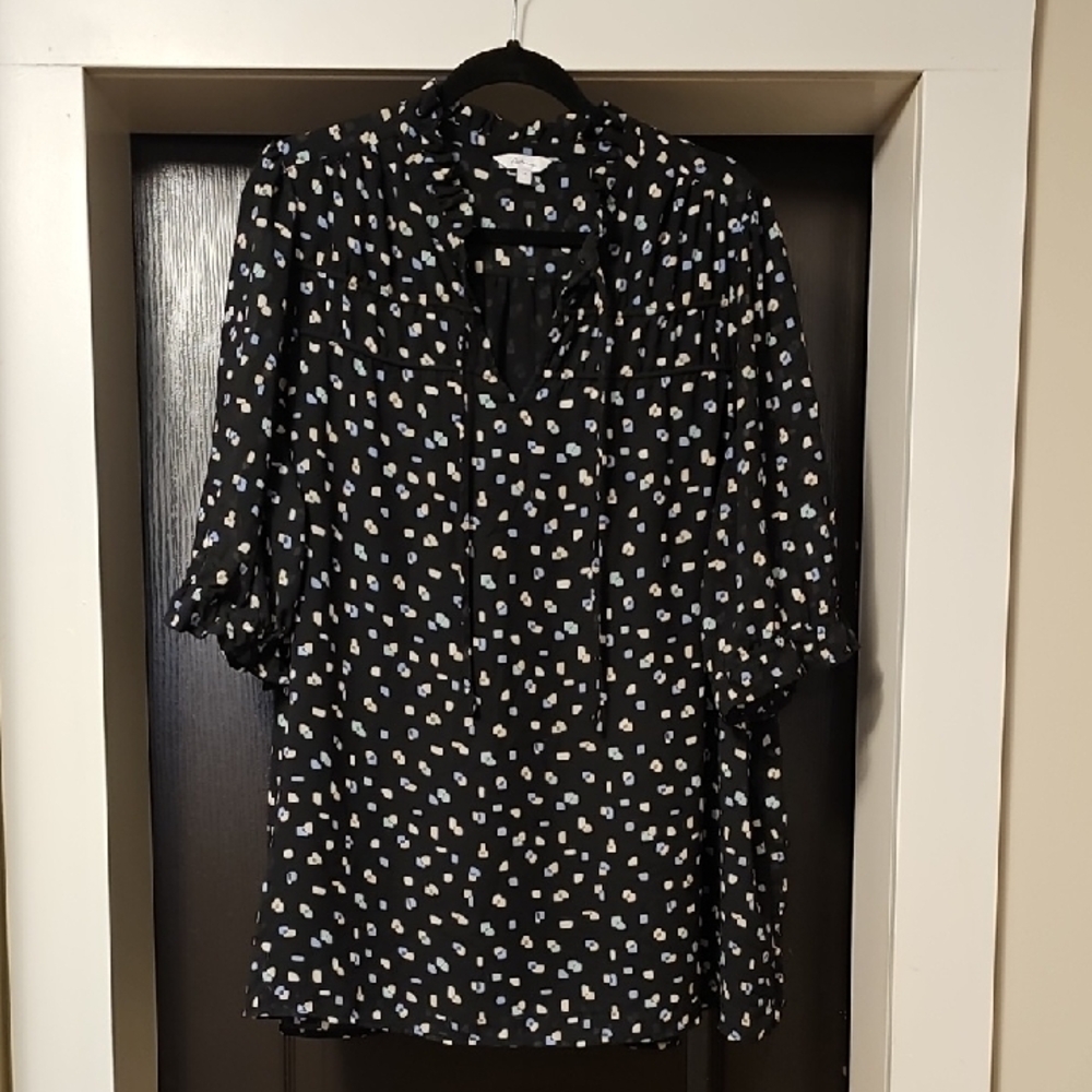 REITMANS  Black Blouse with Geometric Print